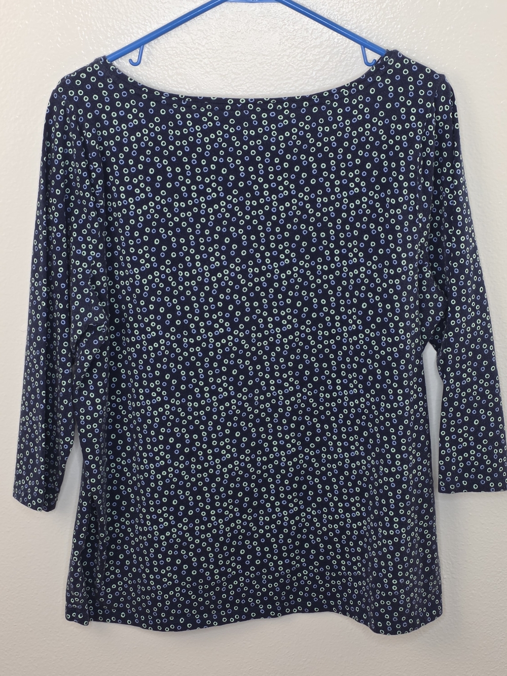 Talbots The Talbots Tee Navy Blue Dot Print 3/4 Sleeve Top Size 1X - Picture 6 of 7